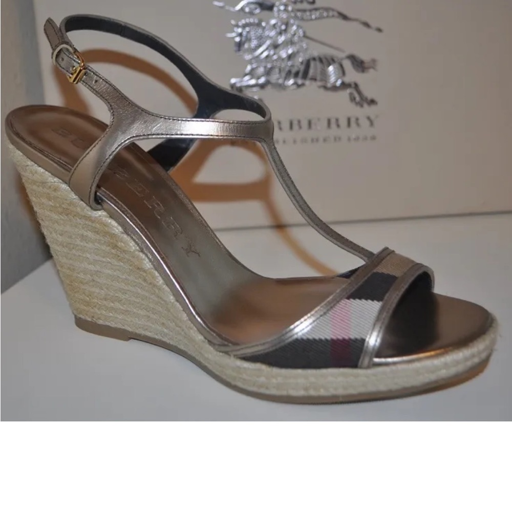 BURBERRY Platfrom LEEHAM Wedge Espadrille Sandal Shoe